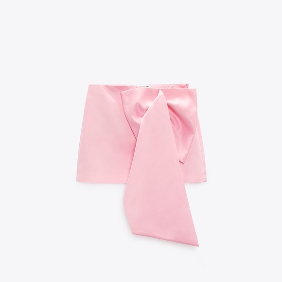 NWT. Zara Limited Edition Pale Pink Maxi Bow Mini Skirt. Size M. - Picture 4 of 9